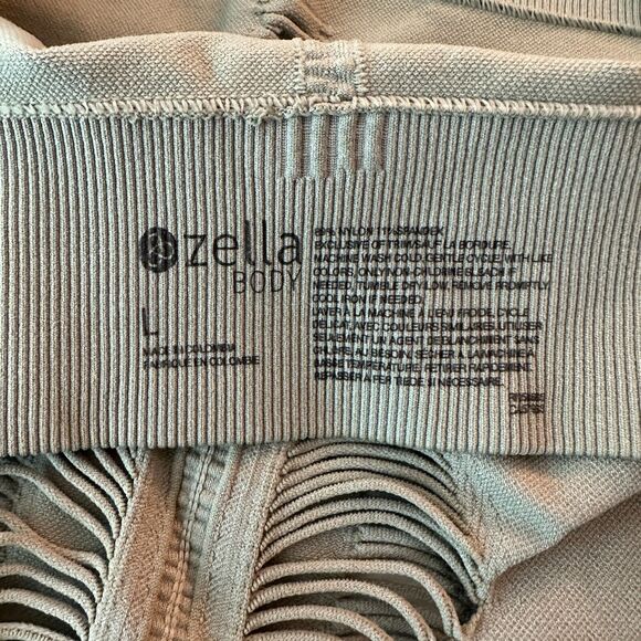 Zella Body Natura Longline Sports Bra Front Back Cutaway Green Vetiver Large - Picture 8 of 12